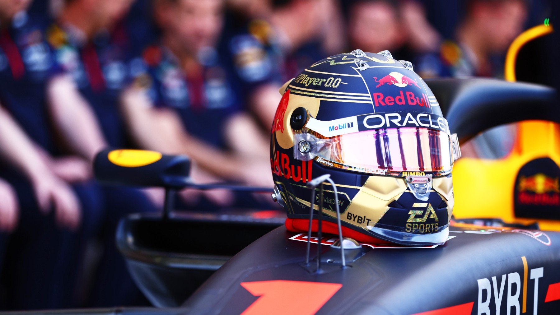 El casco de Max Verstappen en el último Mundial de Fórmula 1. (Getty)