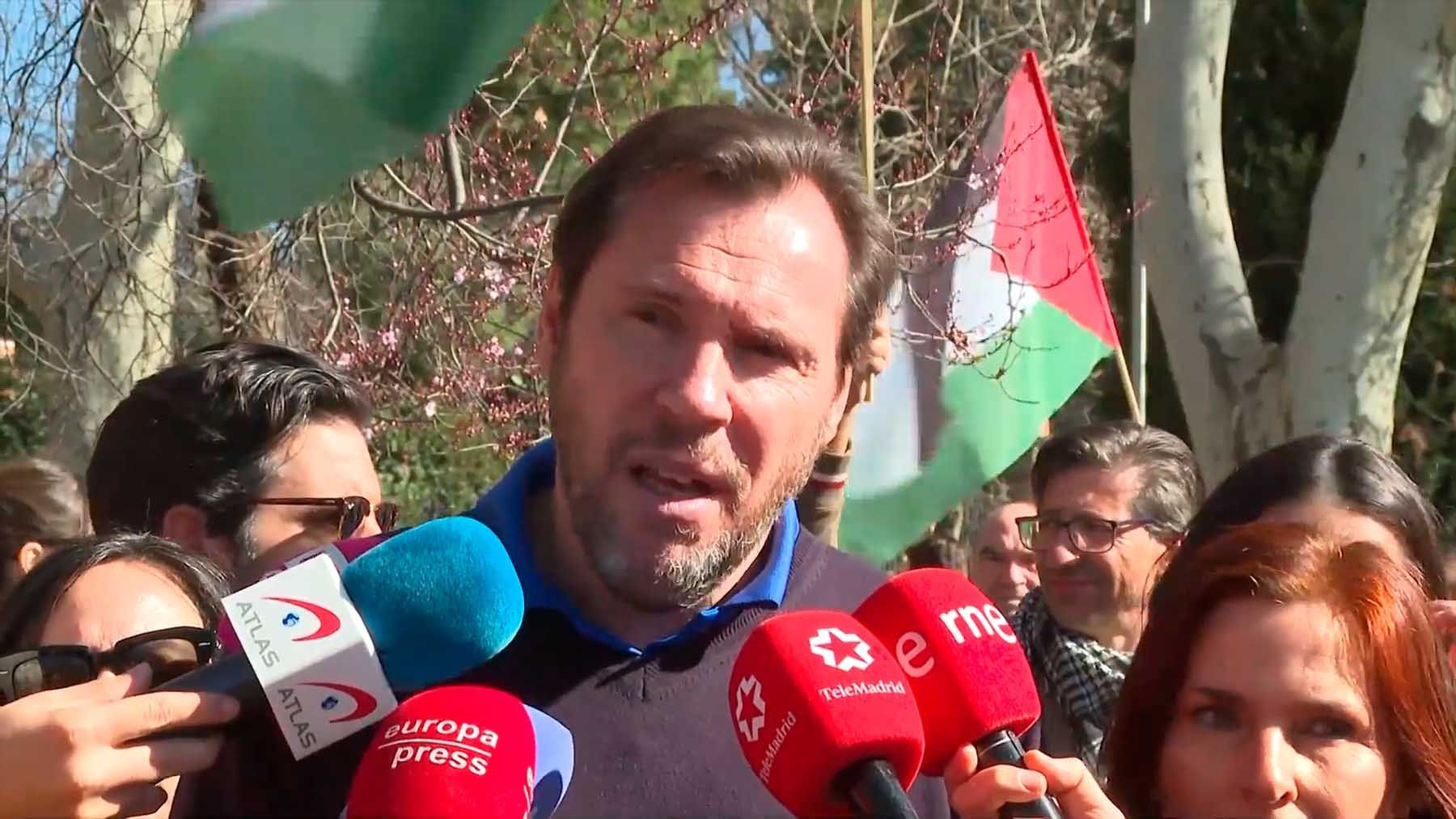 El ministro de Transportes, Óscar Puente, en la manifestación de Madrid.