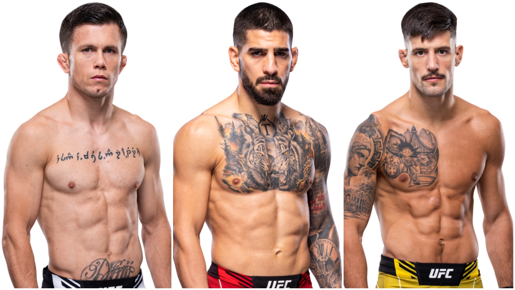 Daniel Barez, Ilia Topuria y Joel Álvarez. (UFC)