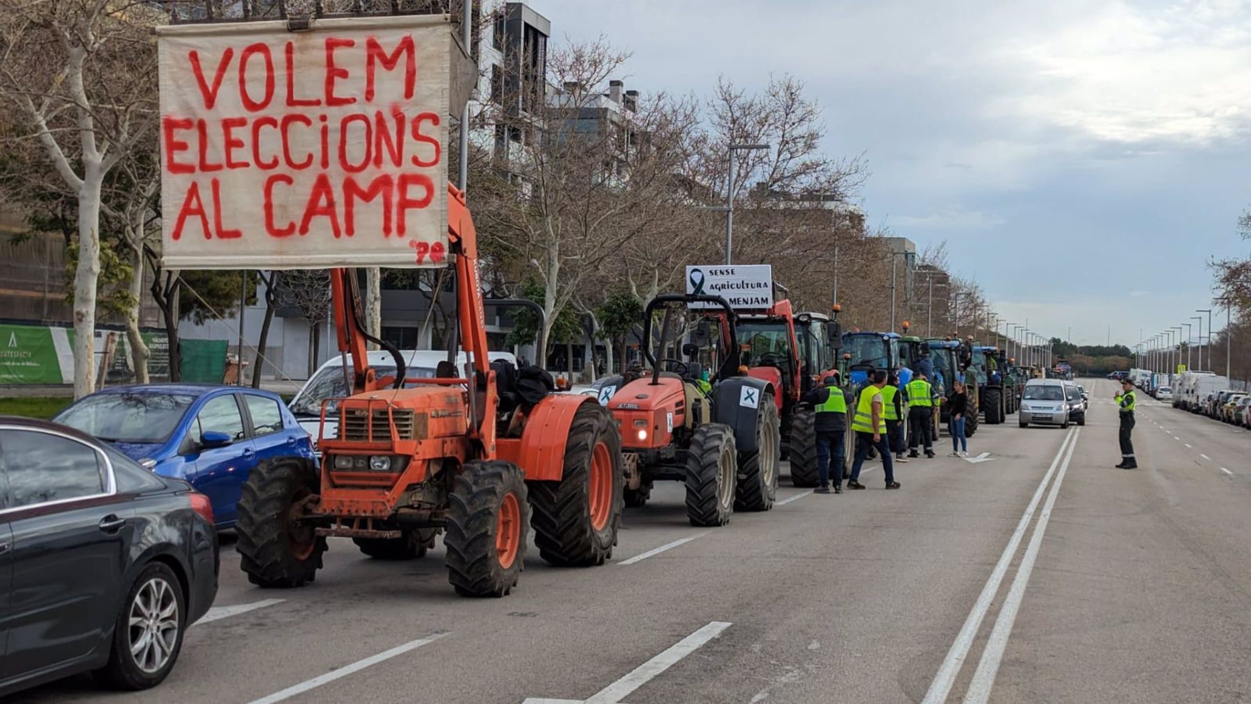 Los tractores en las Avenidas de Palma. (EFE)