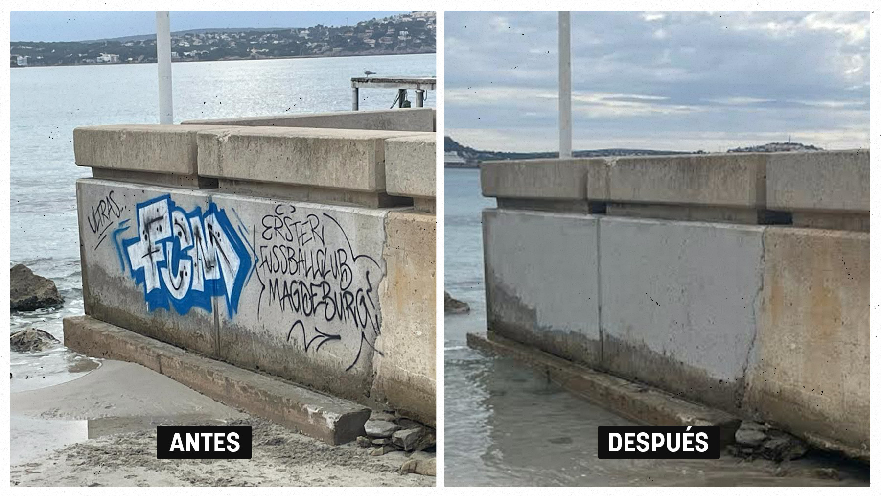 Calvià ha eliminado grafitis en la playa de Palmira, en Peguera.