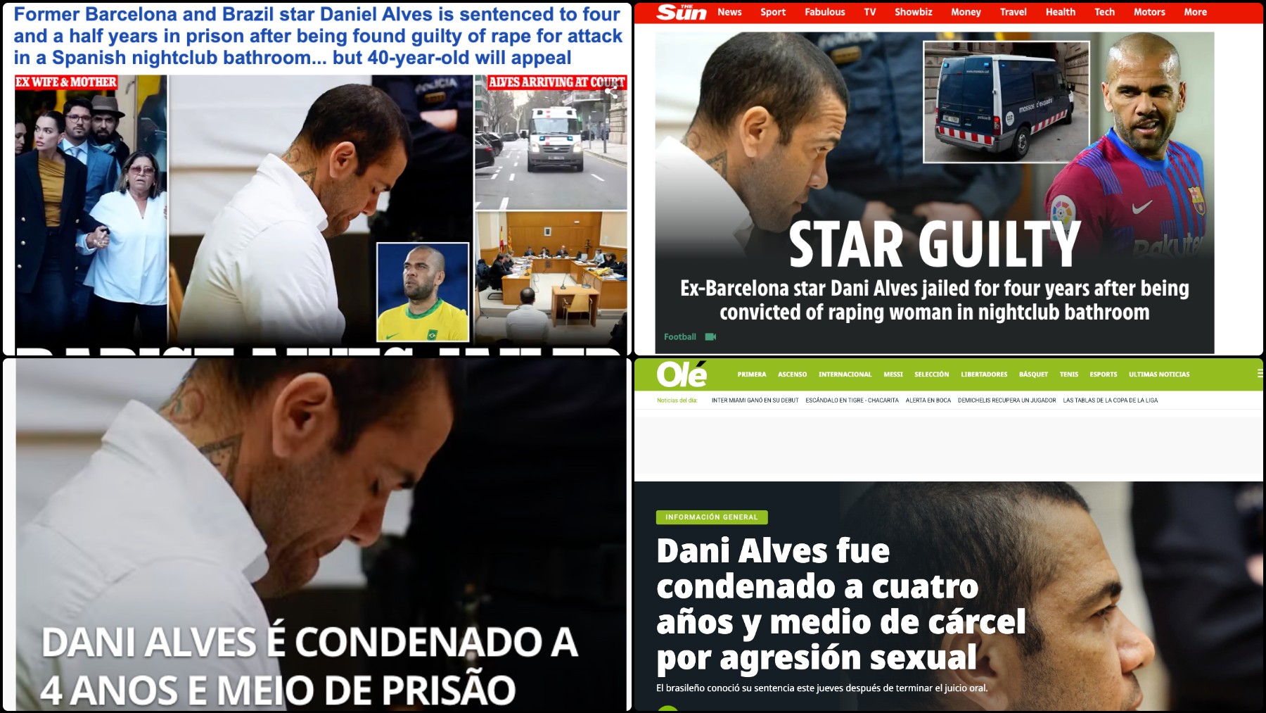 La prensa mundial se ha hecho eco de la sentencia del Caso Alves.