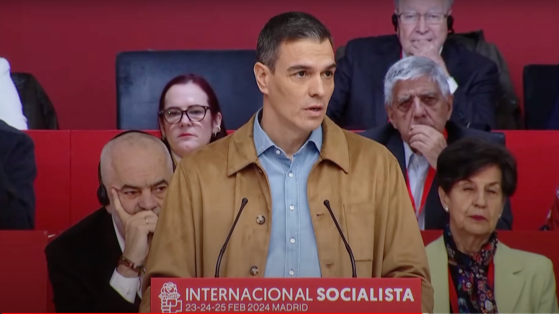 Pedro Sánchez en la Internacional Socialista que se celebra en Madrid.