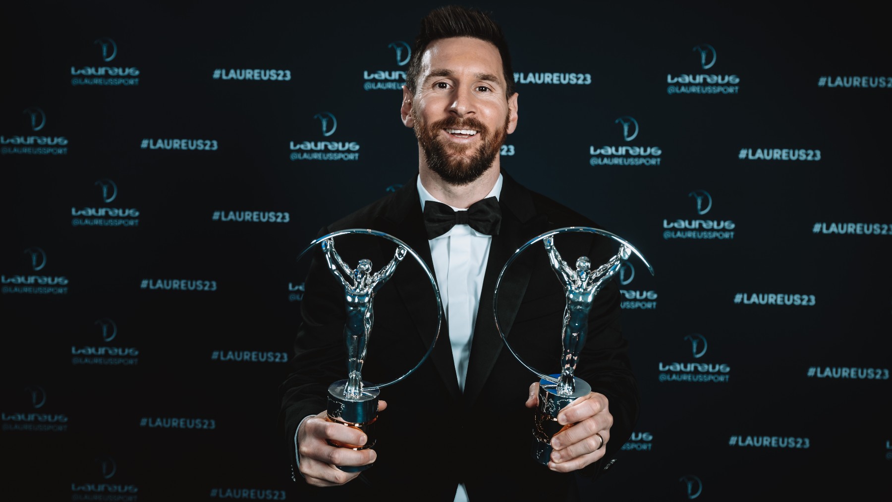 Leo Messi durante los premios Laureus 2023. (Getty)