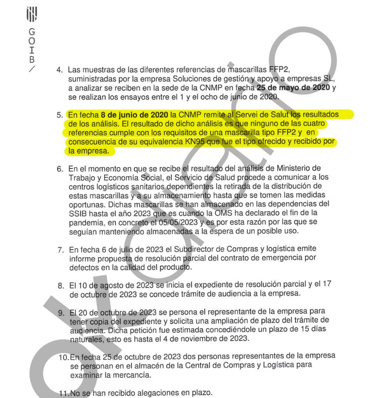Armengol ocultó a la Oficina Antifraude de Baleares que las mascarillas ...