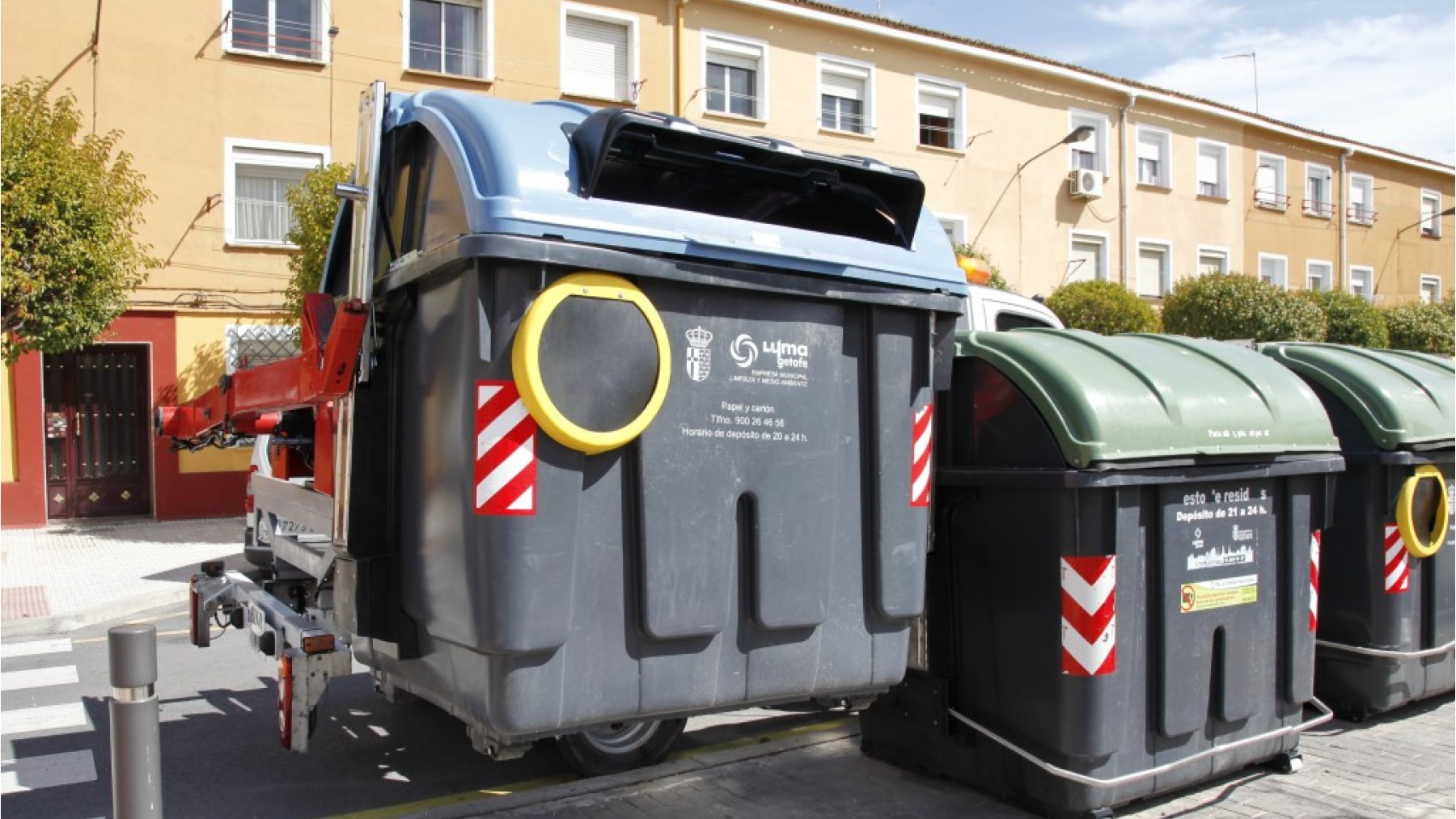 Contenedores de basura en Getafe.