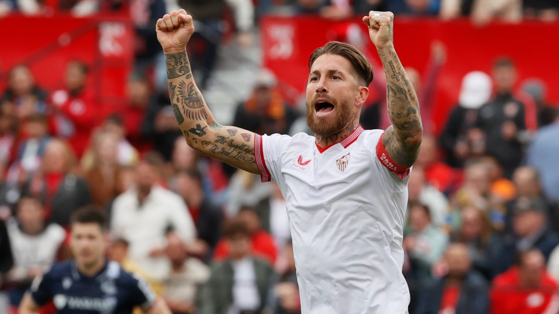 Ramos celebra un gol con el Sevilla. (EFE)