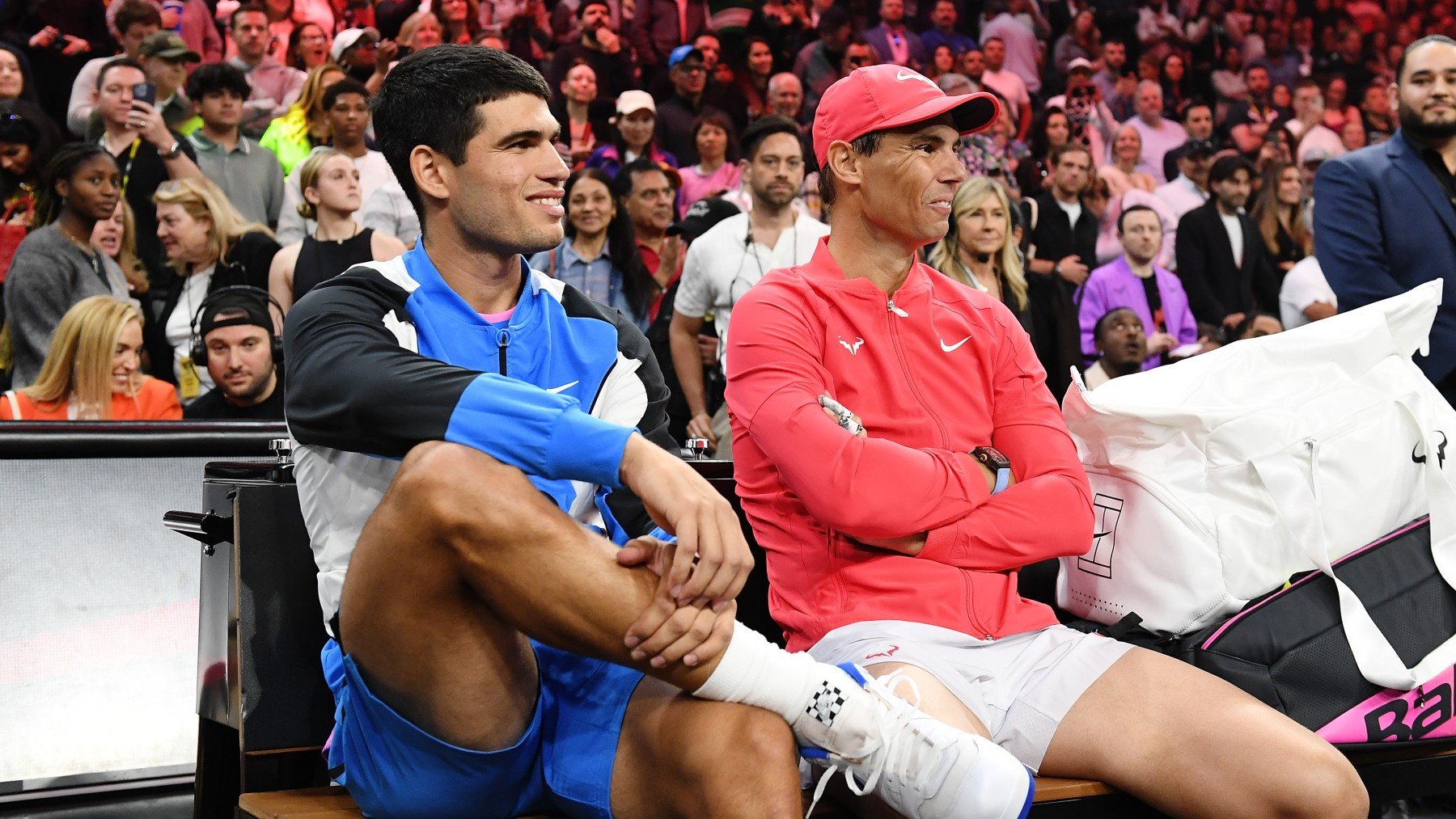 Alcaraz y Nadal, tras competir en El Slam de Netflix. (Getty)