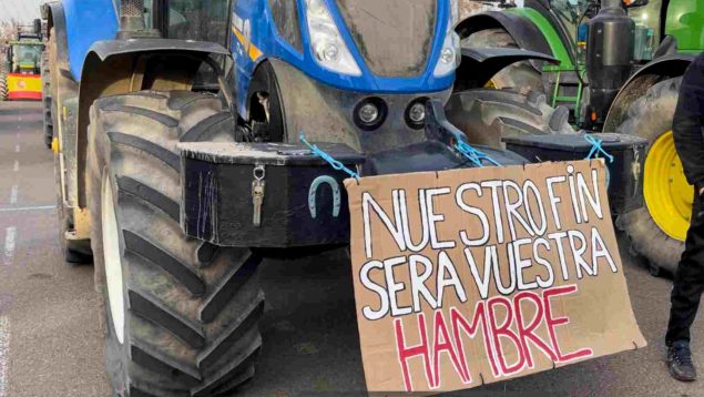 Aragón reunión agricultura manifestantes