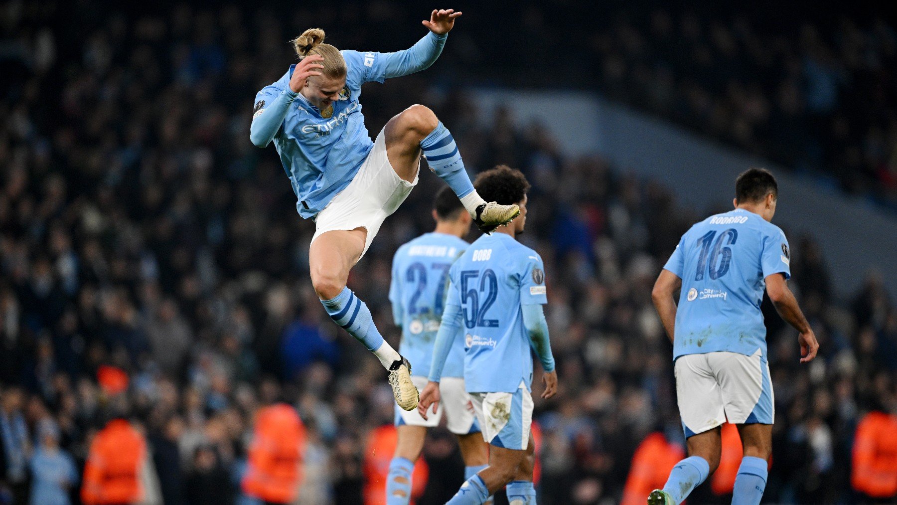 Haaland celebra un gol ante el Copenhague. (Getty)