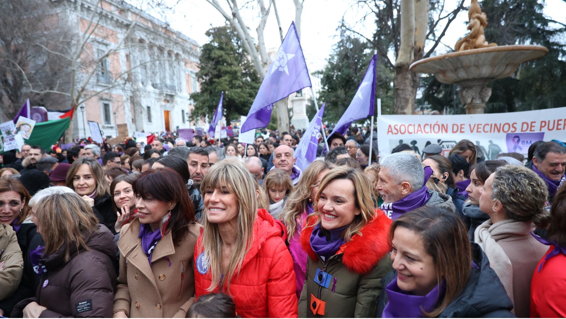 Begoña Gómez, Redondo, Alegría y Marlaska en la manifestación del 8M de Madrid. (Ep)