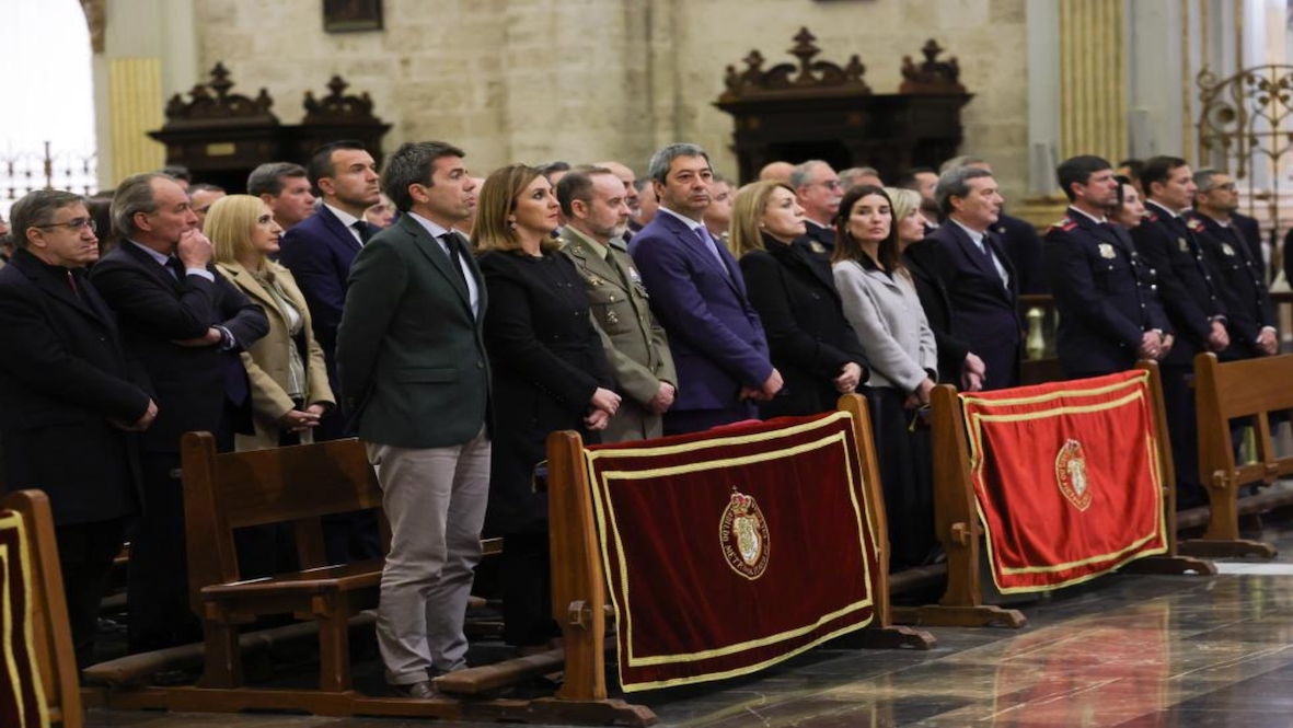 El presidente de la Generalitat Valenciana Carlos Mazón, en el funeral.