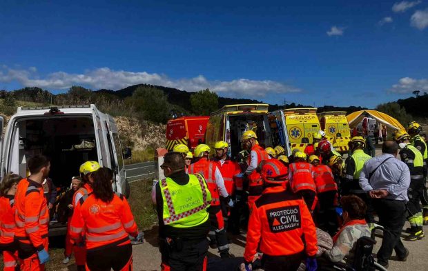 accidente autobús volcado, Baleares