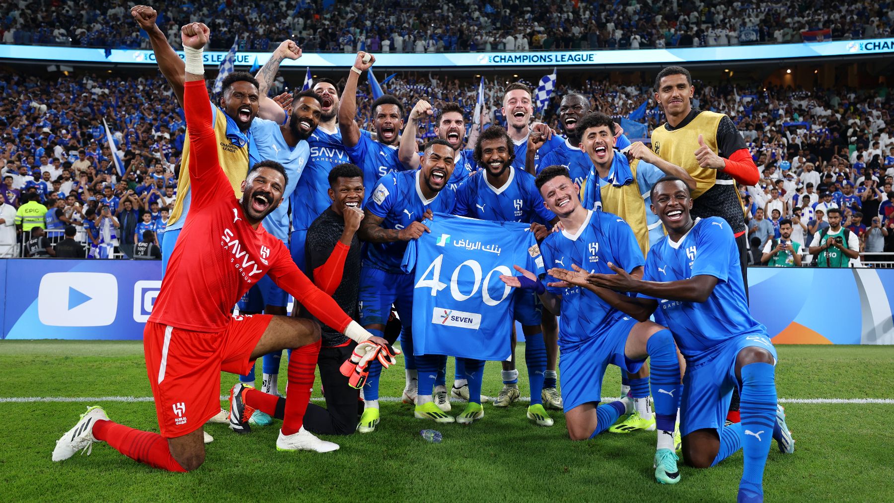 Los jugadores del Al-Hilal celebran la victoria contra el Al-Ittihad. (Getty)