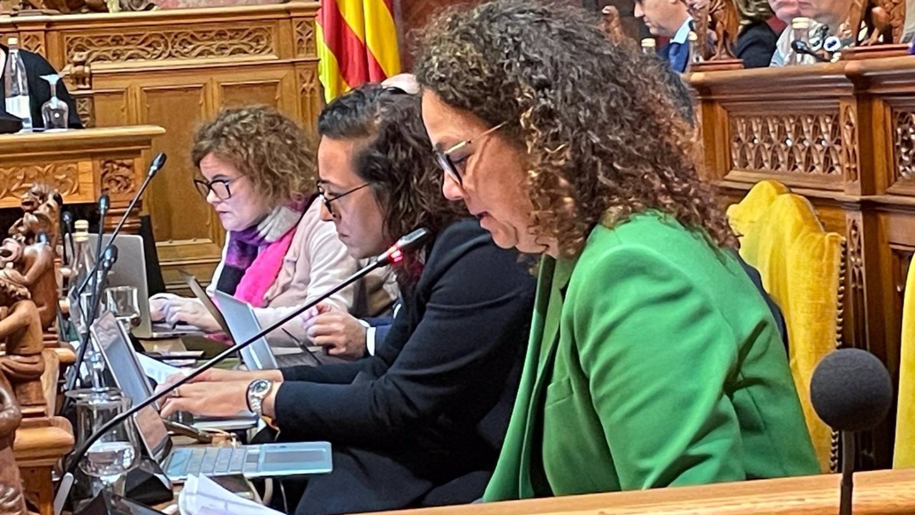 La portavoz del PSOE  en el Consell de Mallorca, Catalina Cladera, interviene en el pleno.