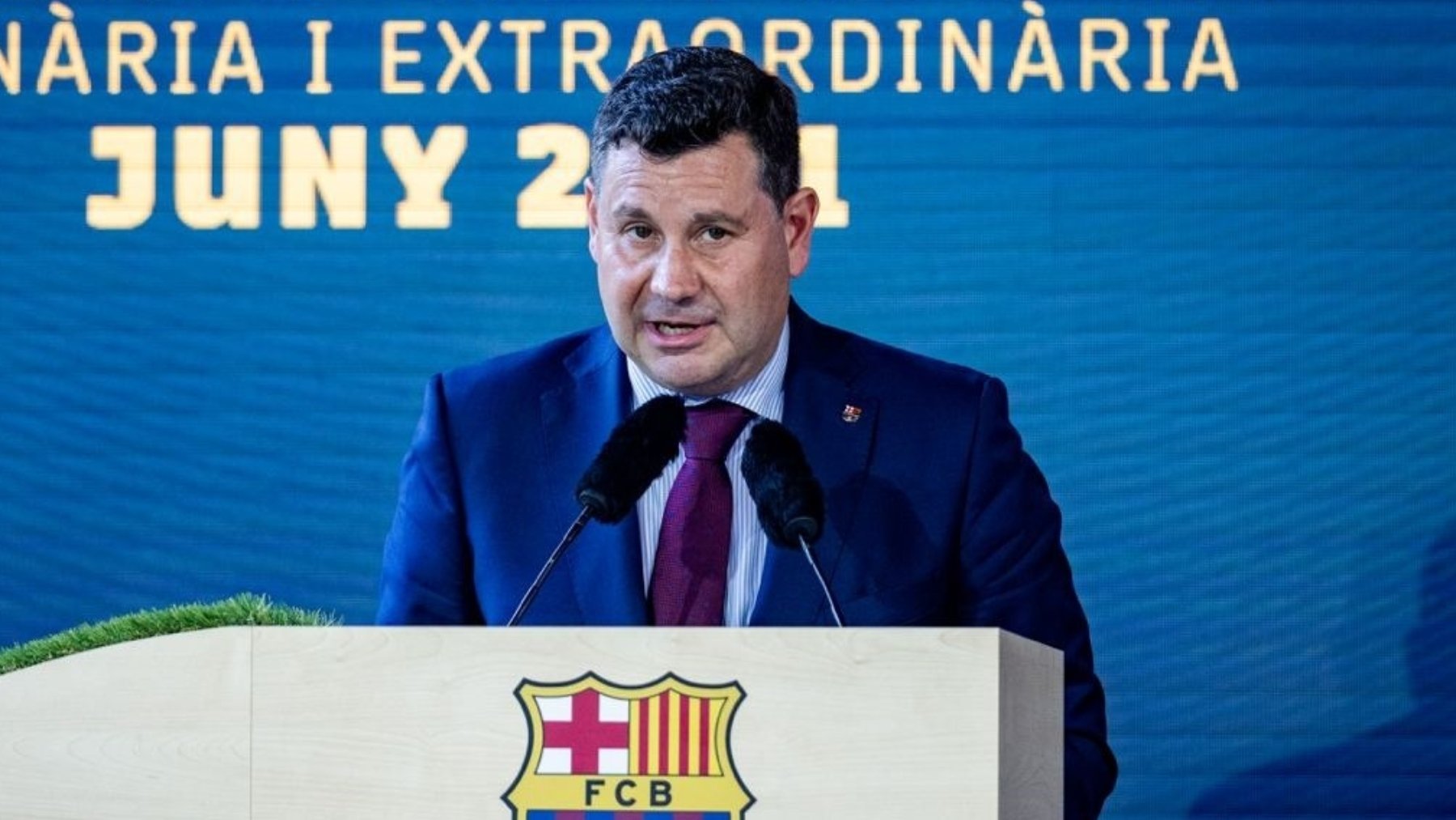 Eduard Romeu, durante una asamblea del Barcelona. (Europa Press)