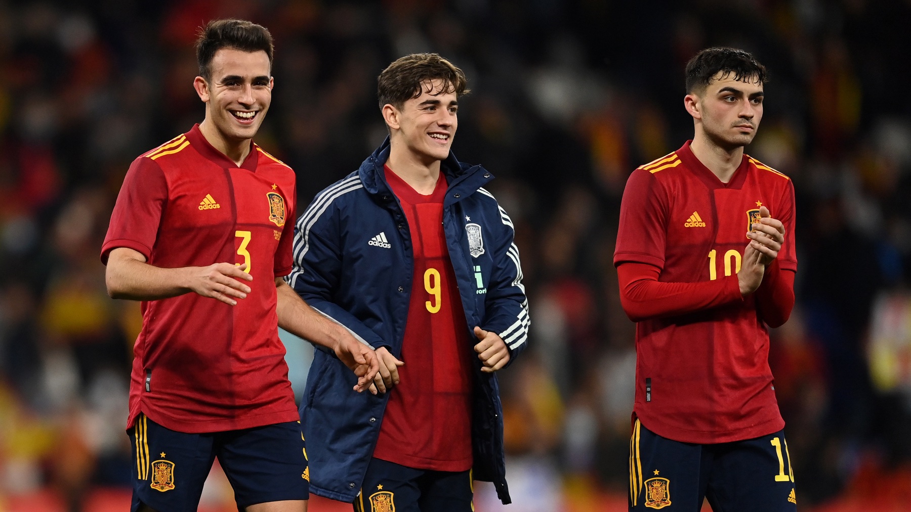 Eric García, Gavi y Pedri, con la selección española. (Getty)