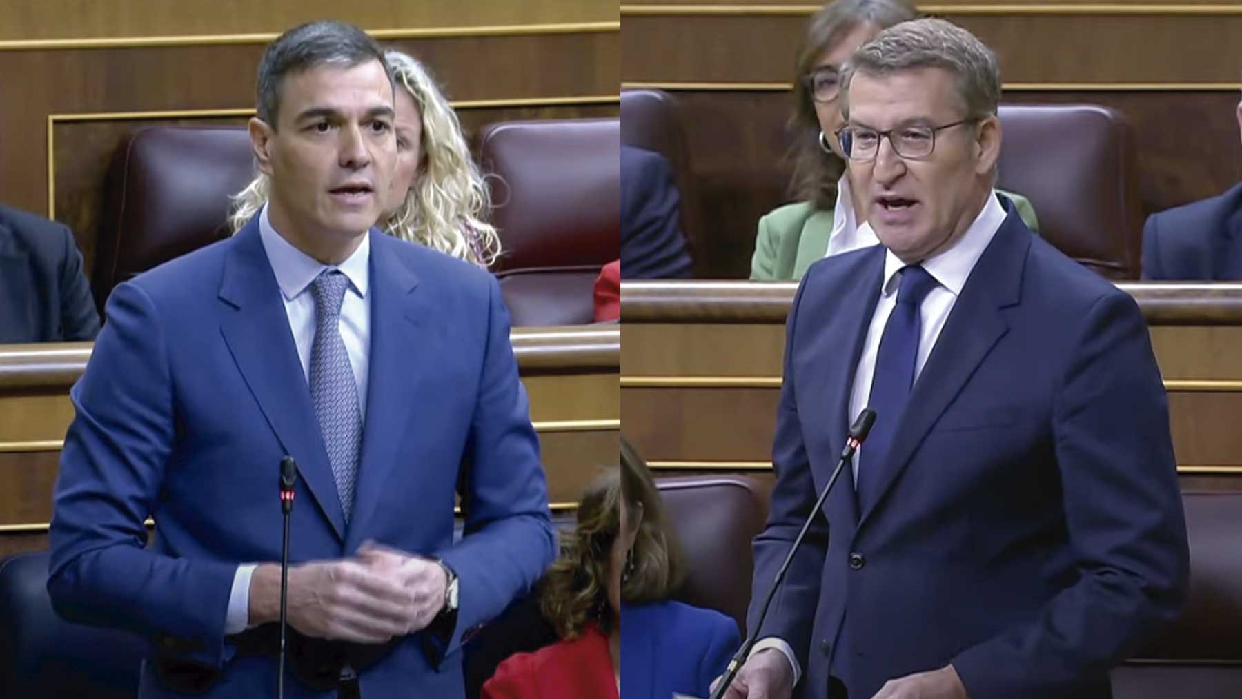 Sánchez y Feijóo en el Congreso.