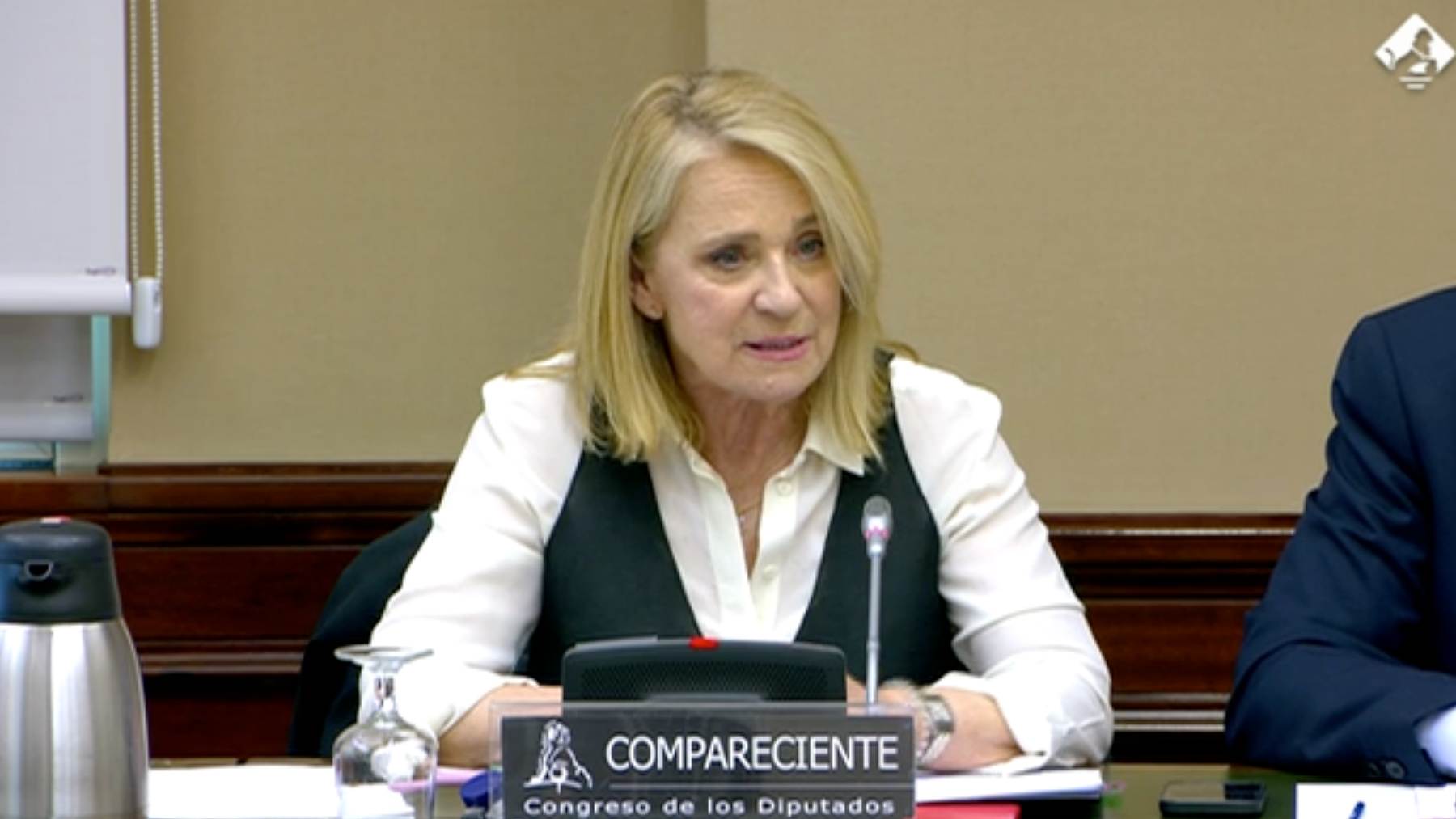 Elena Sánchez, presidenta interina de RTVE, en el Congreso este jueves.