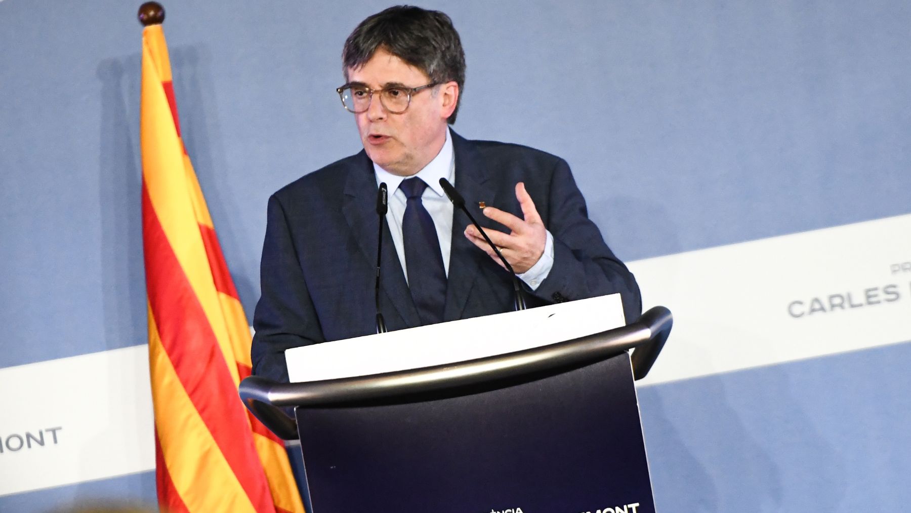 Puigdemont en la rueda de prensa donde ha anunciado su candidatura. (Ep)