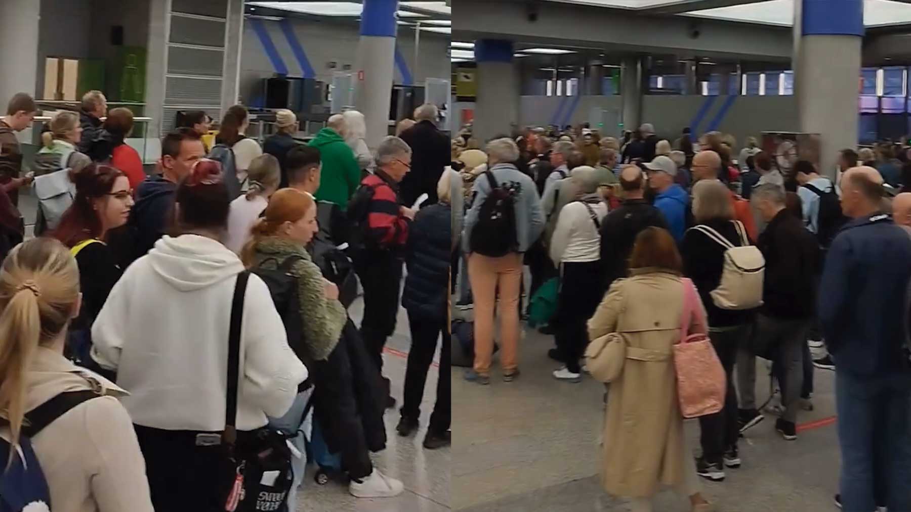 Colapso en los controles de seguridad del aeropuerto de Palma. DIEGO RIERA