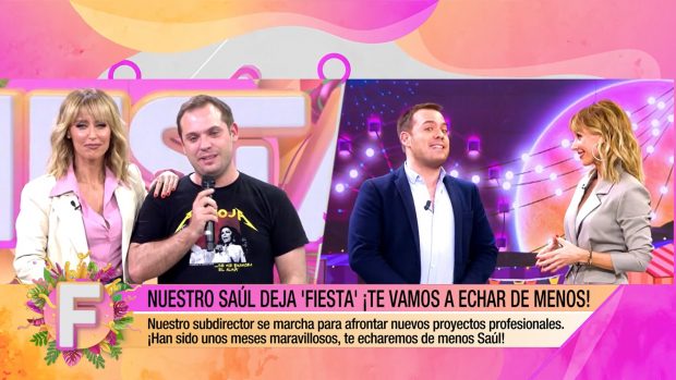 Saúl Ortiz anuncia su salida de Fiesta entre lágrimas (Mediaset).