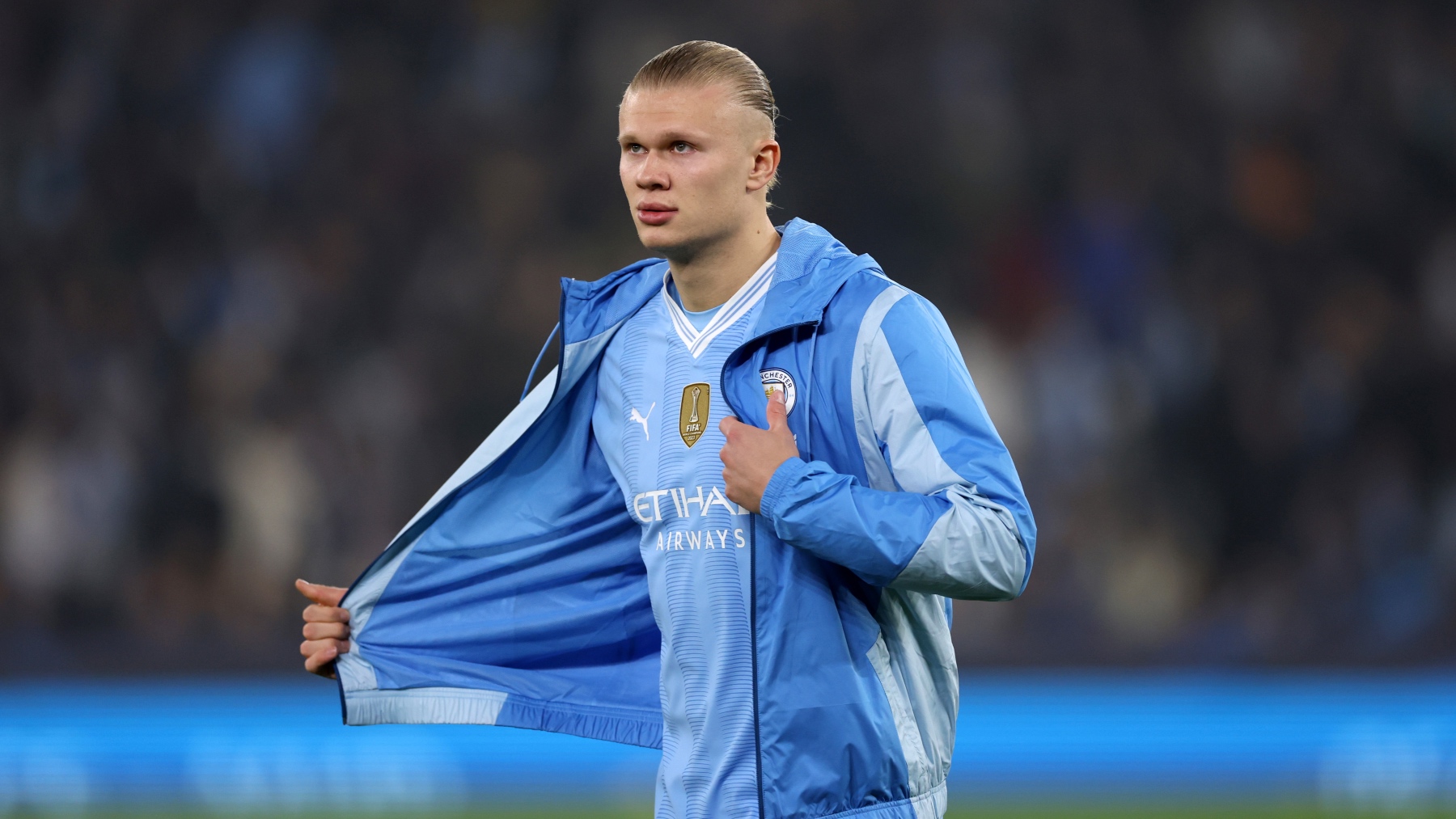 Erling Haaland, en un partido reciente con el Manchester City. (Getty)