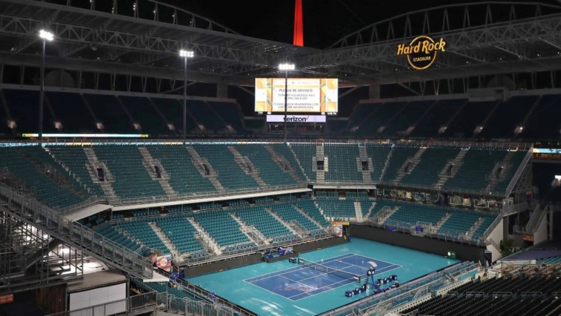 El estadio central del Masters 1000 Miami de tenis. (Getty)