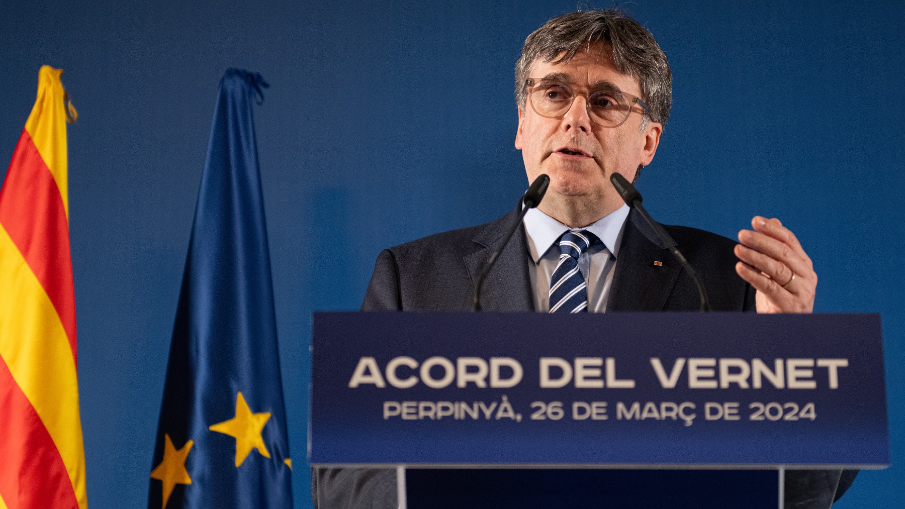 El ex presidente de la Generalitat y candidato de Junts a las elecciones, Carles Puigdemont. (Foto: Ep)