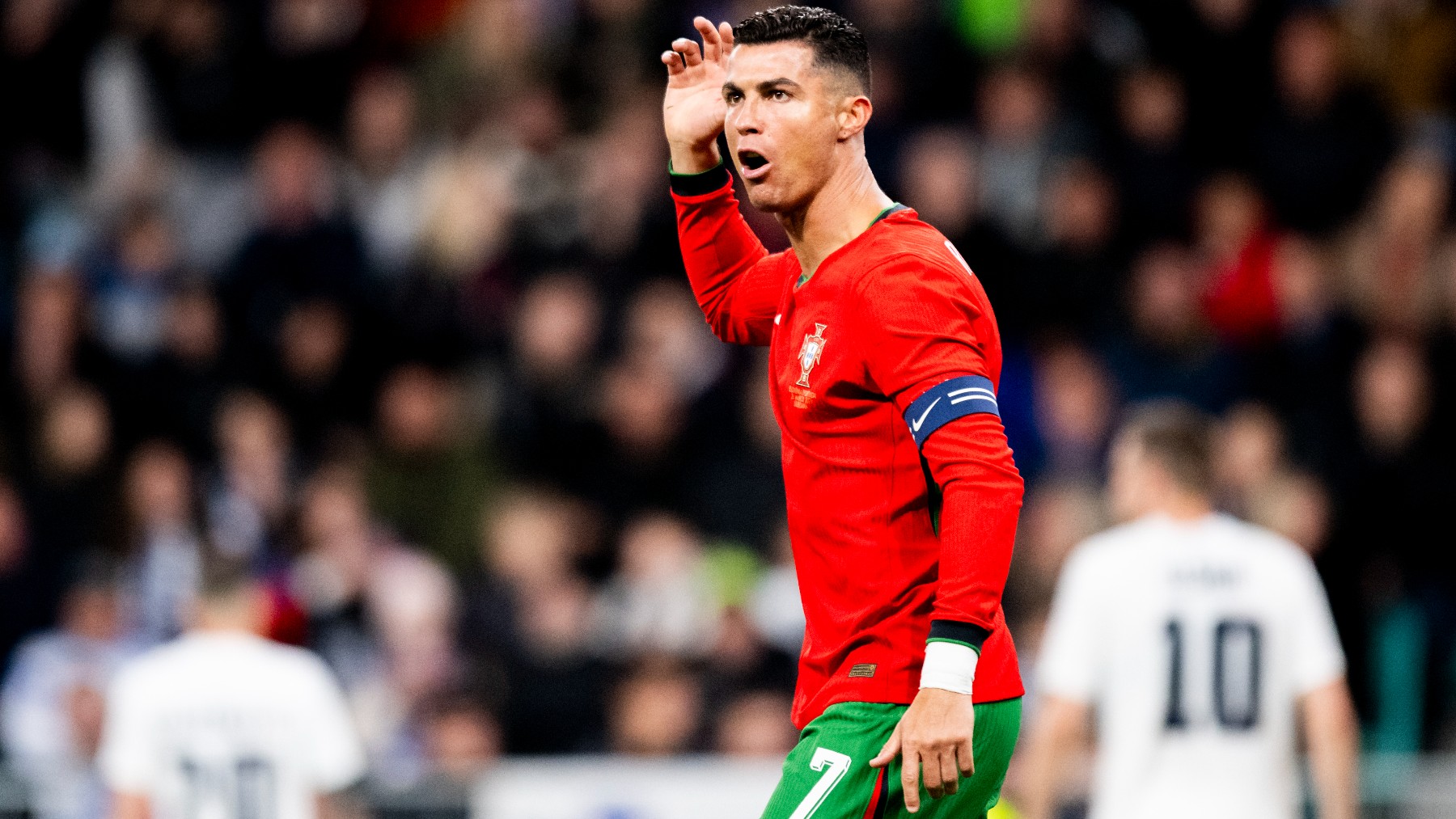 Cristiano Ronaldo durante el amistoso en Eslovenia. (Getty)