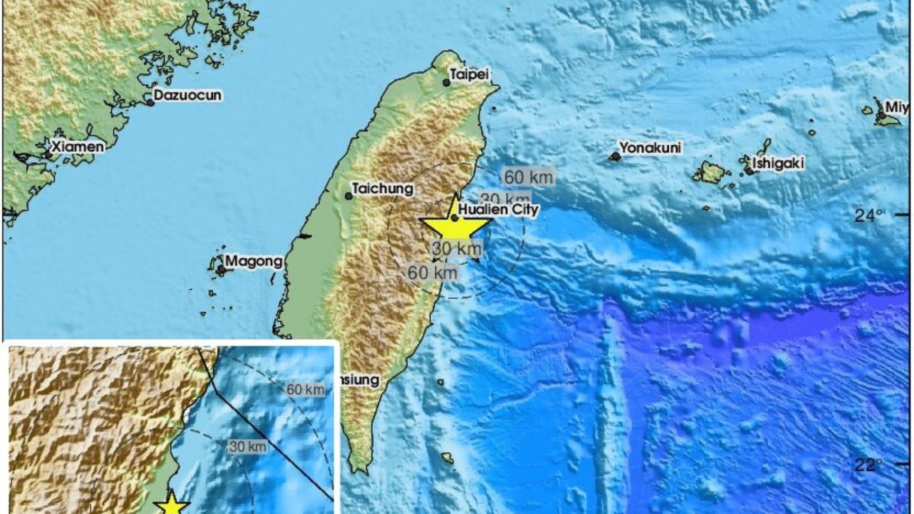 Mapa de Taiwán donde ha ocurrido el terremoto. (Foto: Ep)