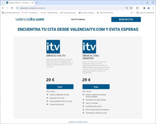Una web fraudulenta estafa con falsas citas de ITV a usuarios valencianos y les pide entre 20 y 29 €