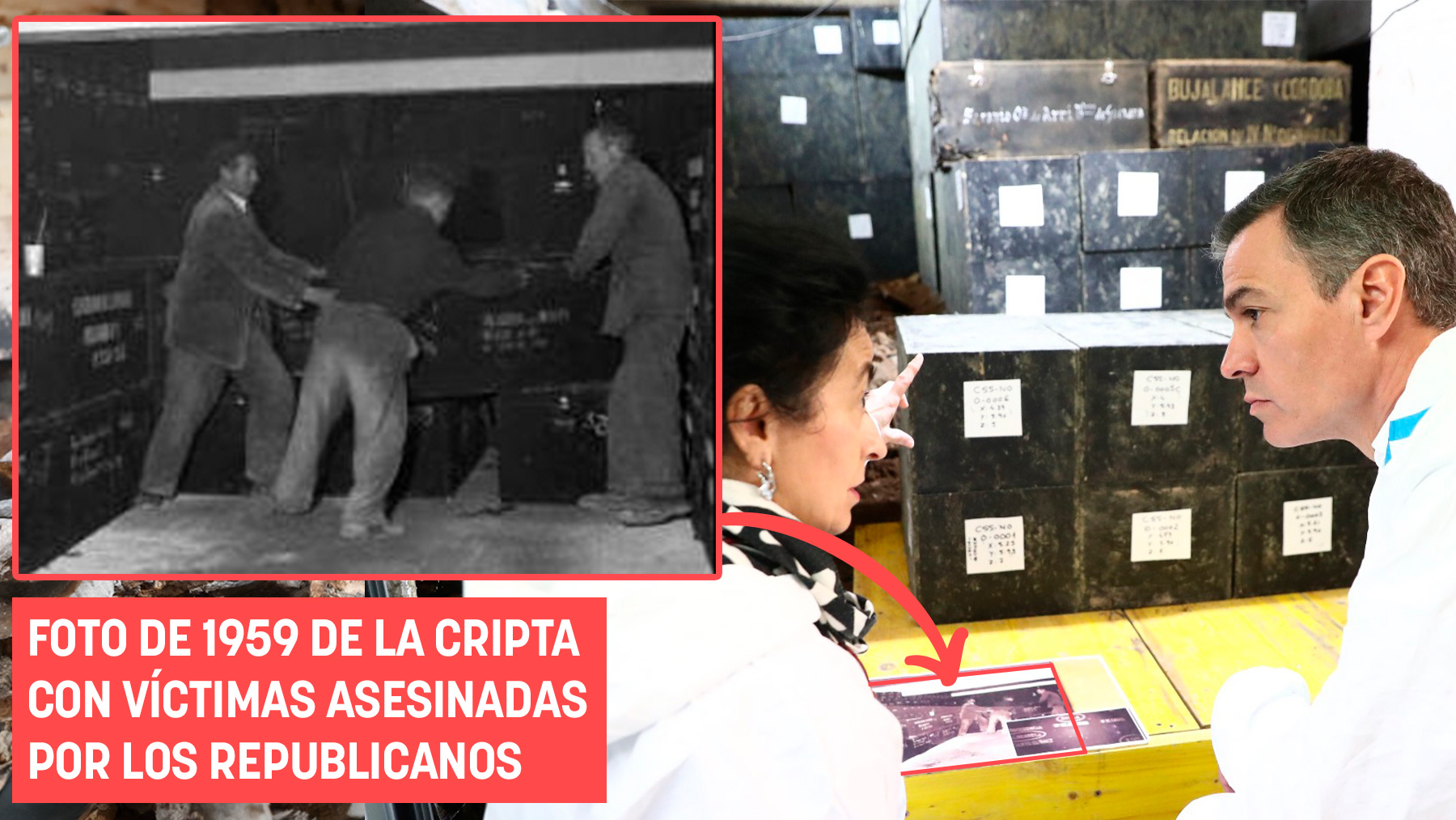 Pedro Sánchez visita una cripta con los restos de víctimas que murieron a manos de los republicanos.