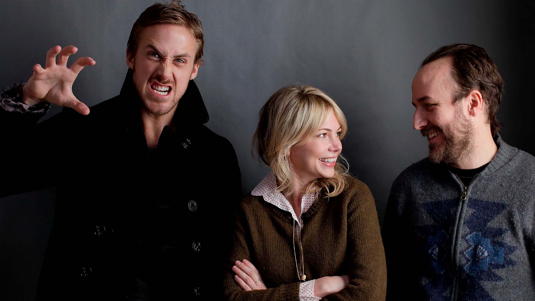 Ryan Gosling, Michelle Williams y el director Derek Cianfrance (Jeff Vesp:Getty Images).