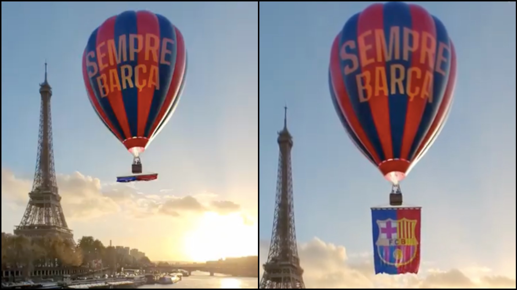 El globo del Barcelona sobrevuela el Sena. (FC Barcelona)