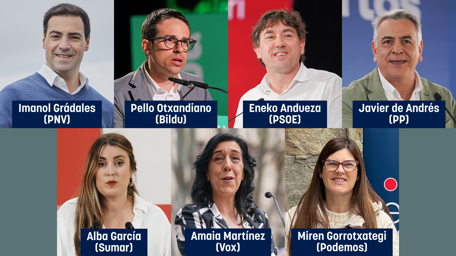 Los candidatos a las elecciones del País Vasco.