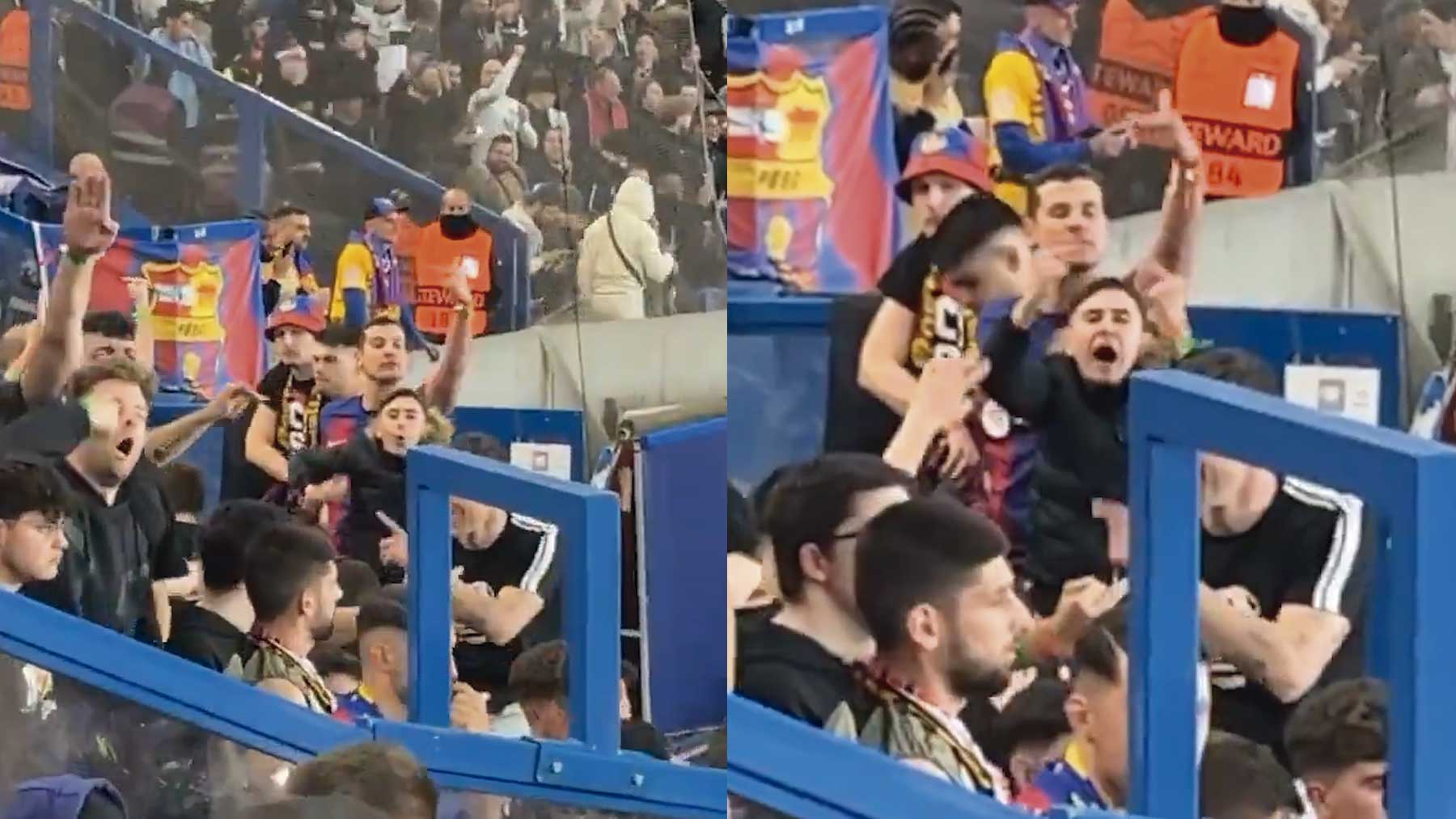 Aficionados del Barcelona hacen el saludo nazi y gestos racistas
