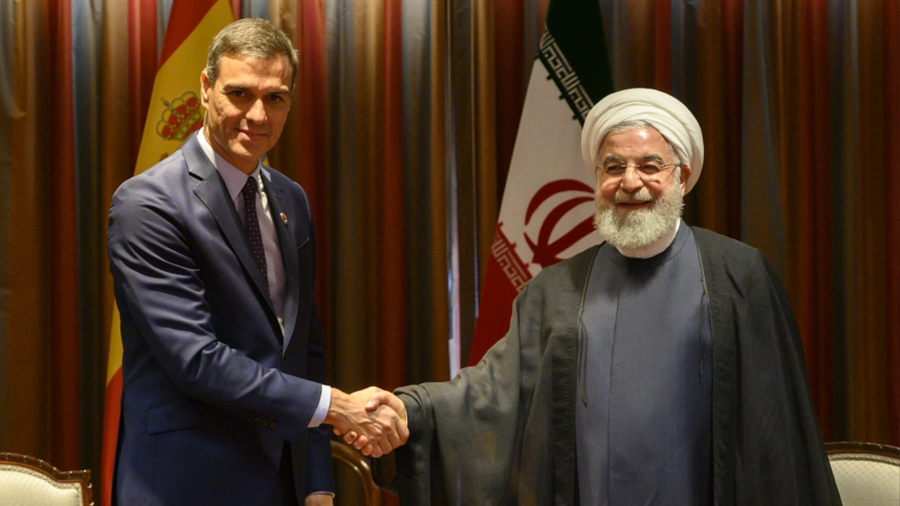 Sánchez y el presidente iraní Hasán Rohaní.