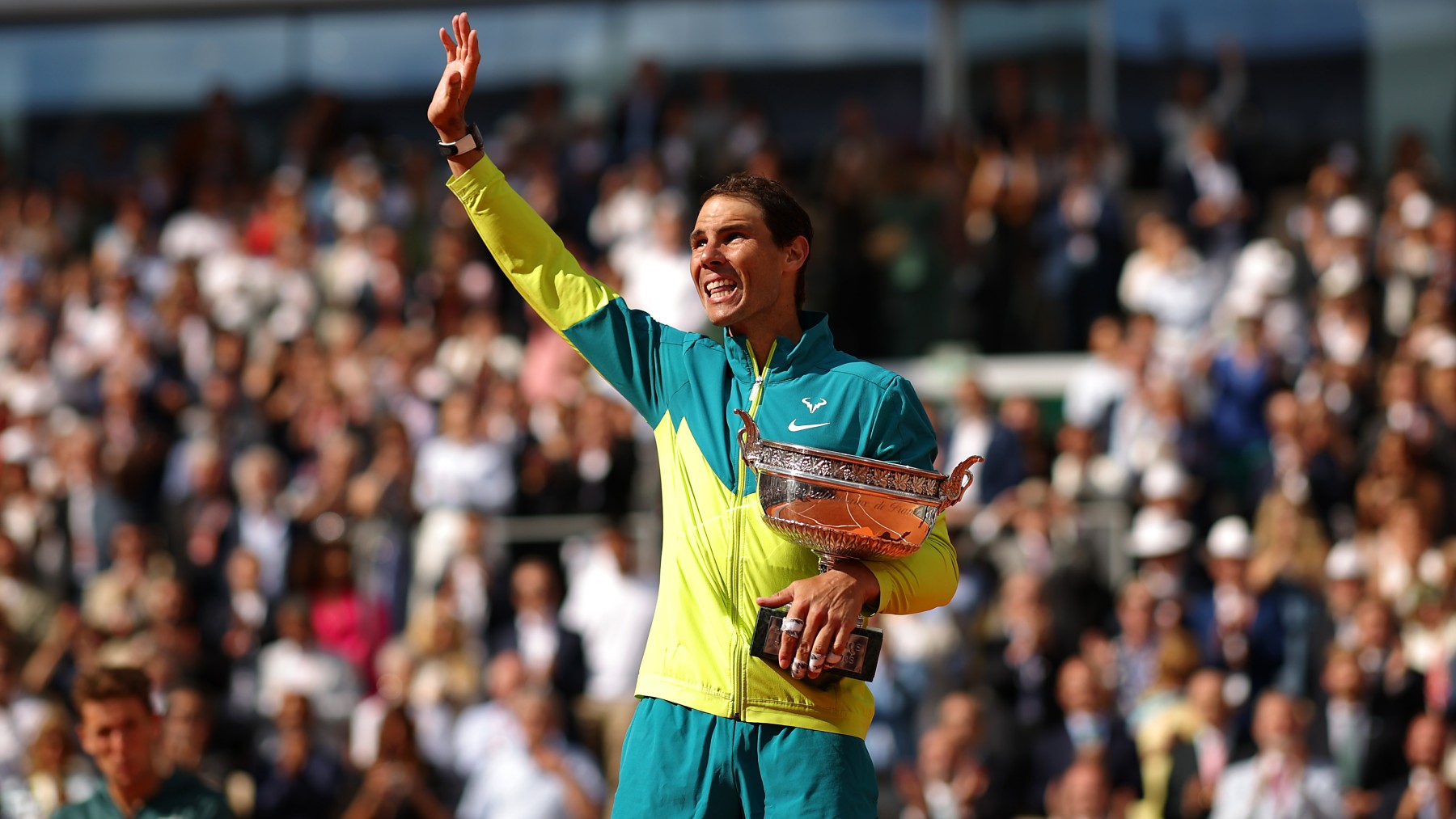 Rafa Nadal, tras ganar en Roland Garros 2022. (Getty)