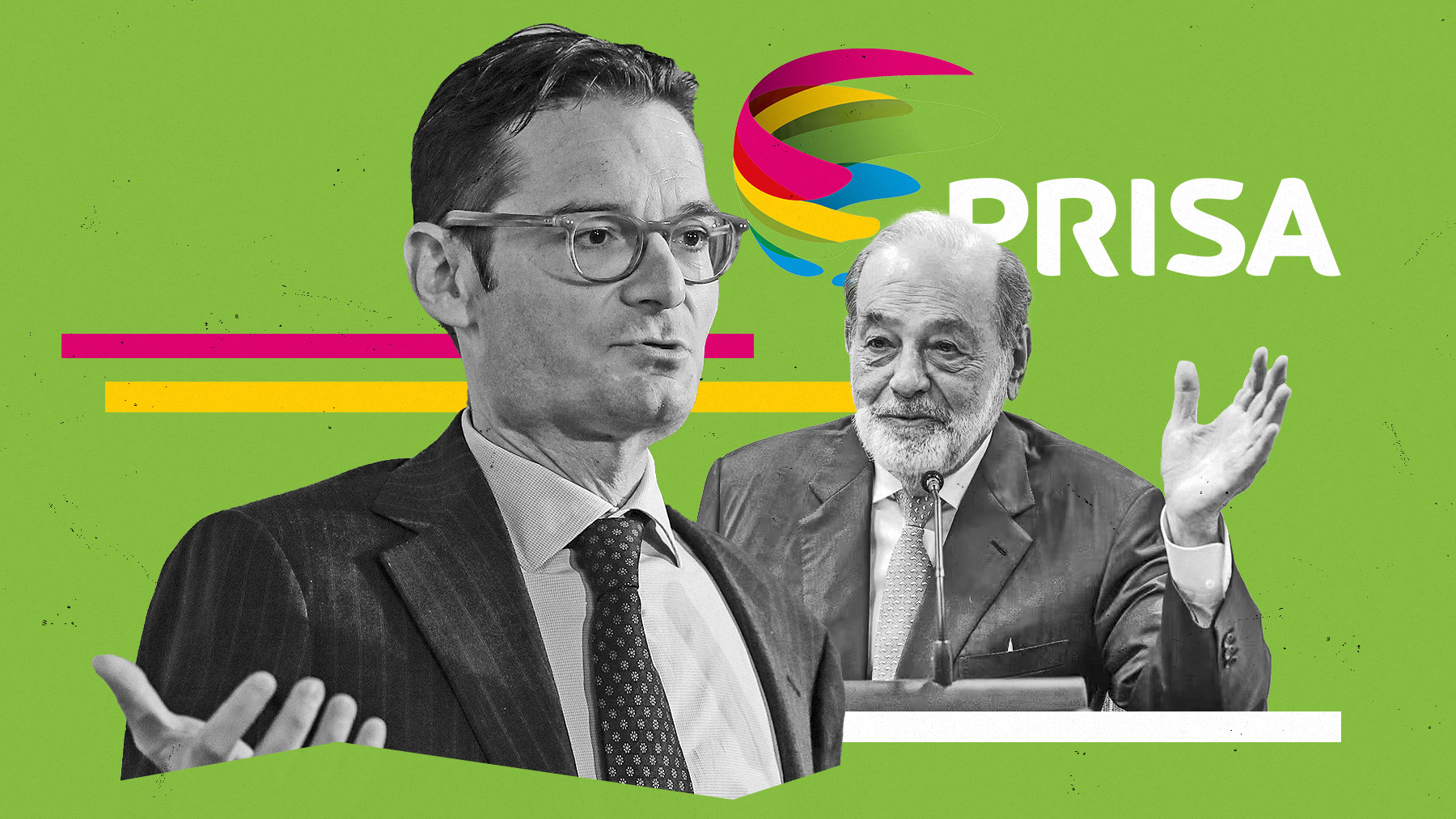 Joseph Oughourlian, presidente de Prisa, y Carlos Slim, accionista del grupo de medios.
