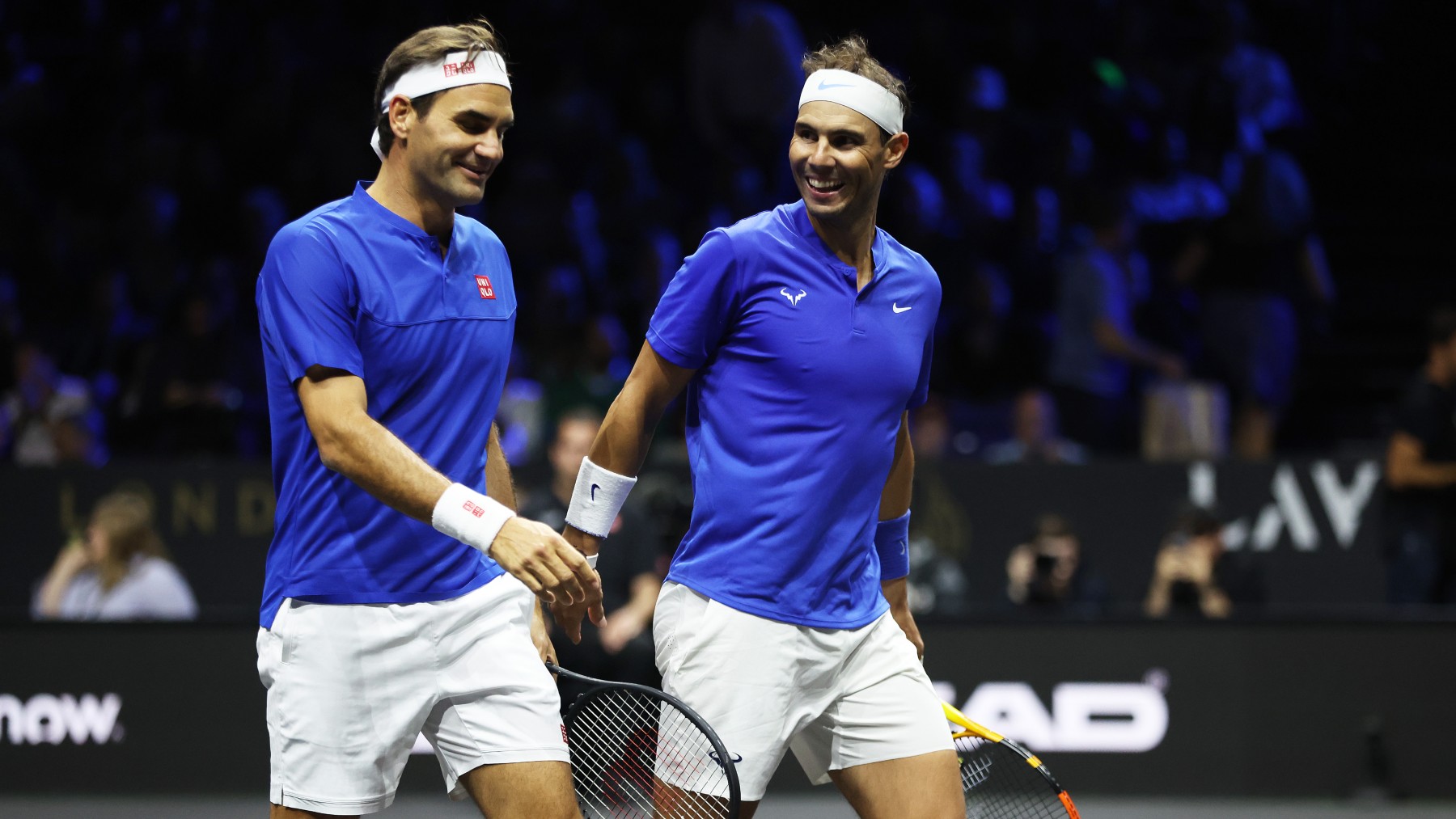 Rafa Nadal y Roger Federer, en la Laver Cup. (Getty)