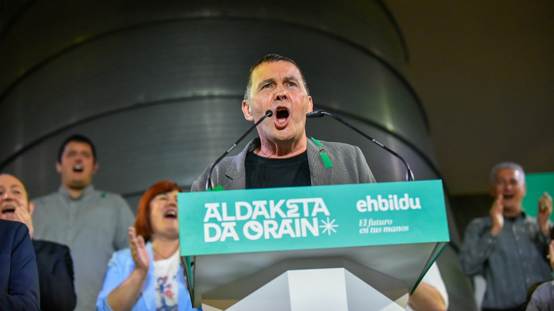 Otegi celebrando los resultados de EH Bildu. (Foto: Ep)