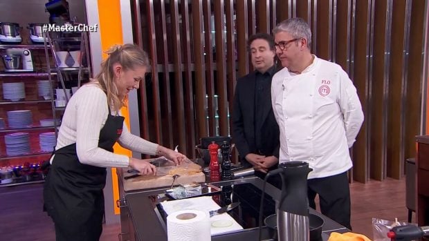 Tamara, Pepe Rodríguez y Florentino Fernández en 'MasterChef'. (RTVE)