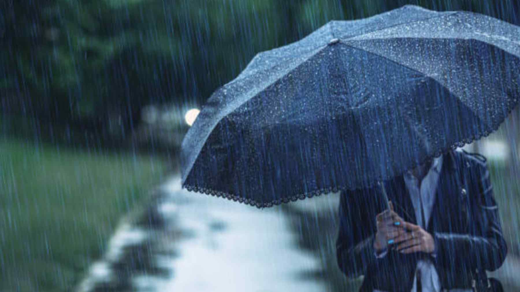 Una persona bajo la lluvia.