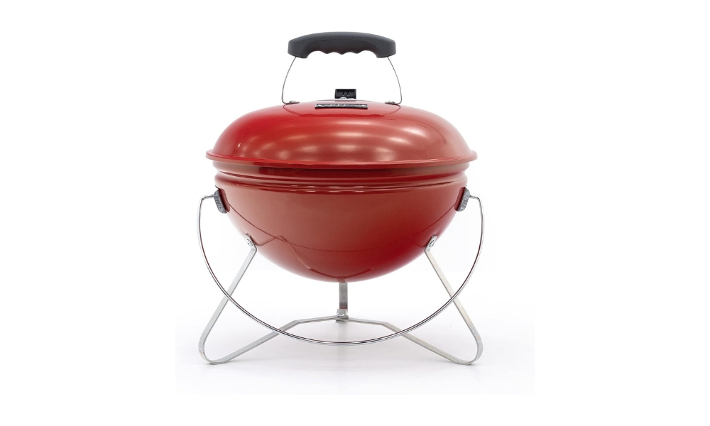 Barbacoa de carbón portátil de sobremesa, redonda y roja