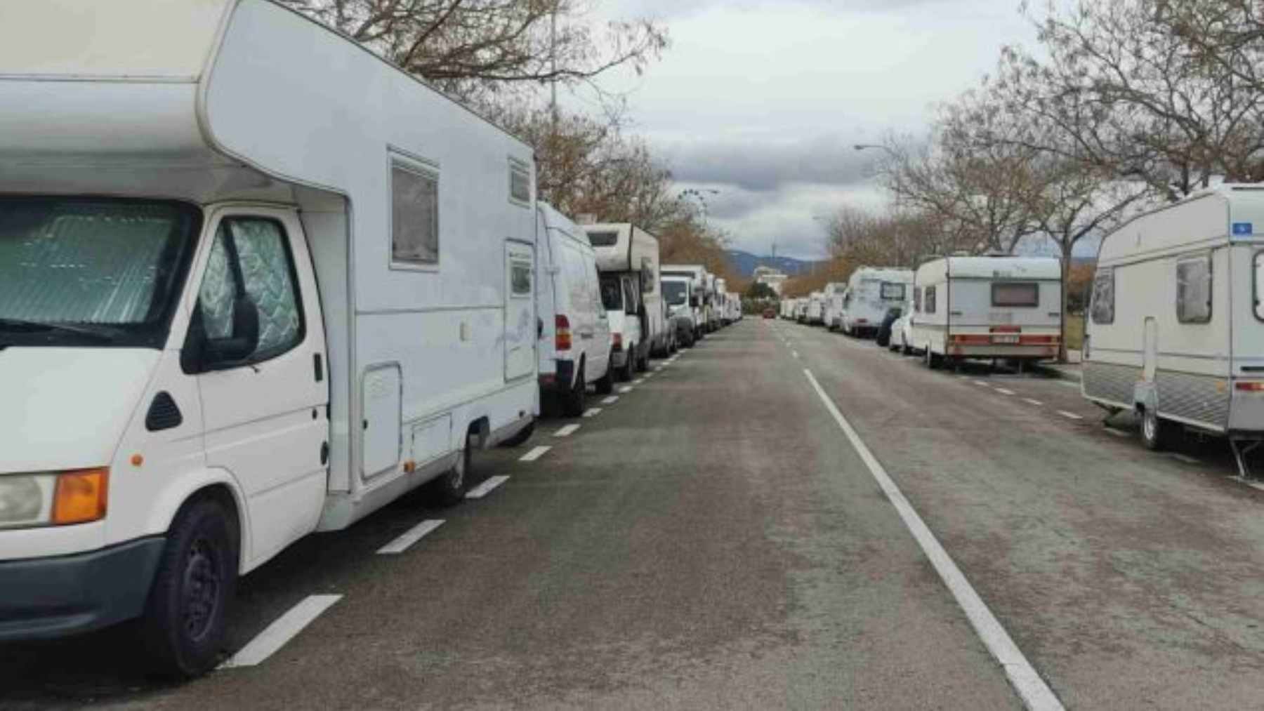 Caravanas estacionadas en el barrio de Son Güells en Palma.