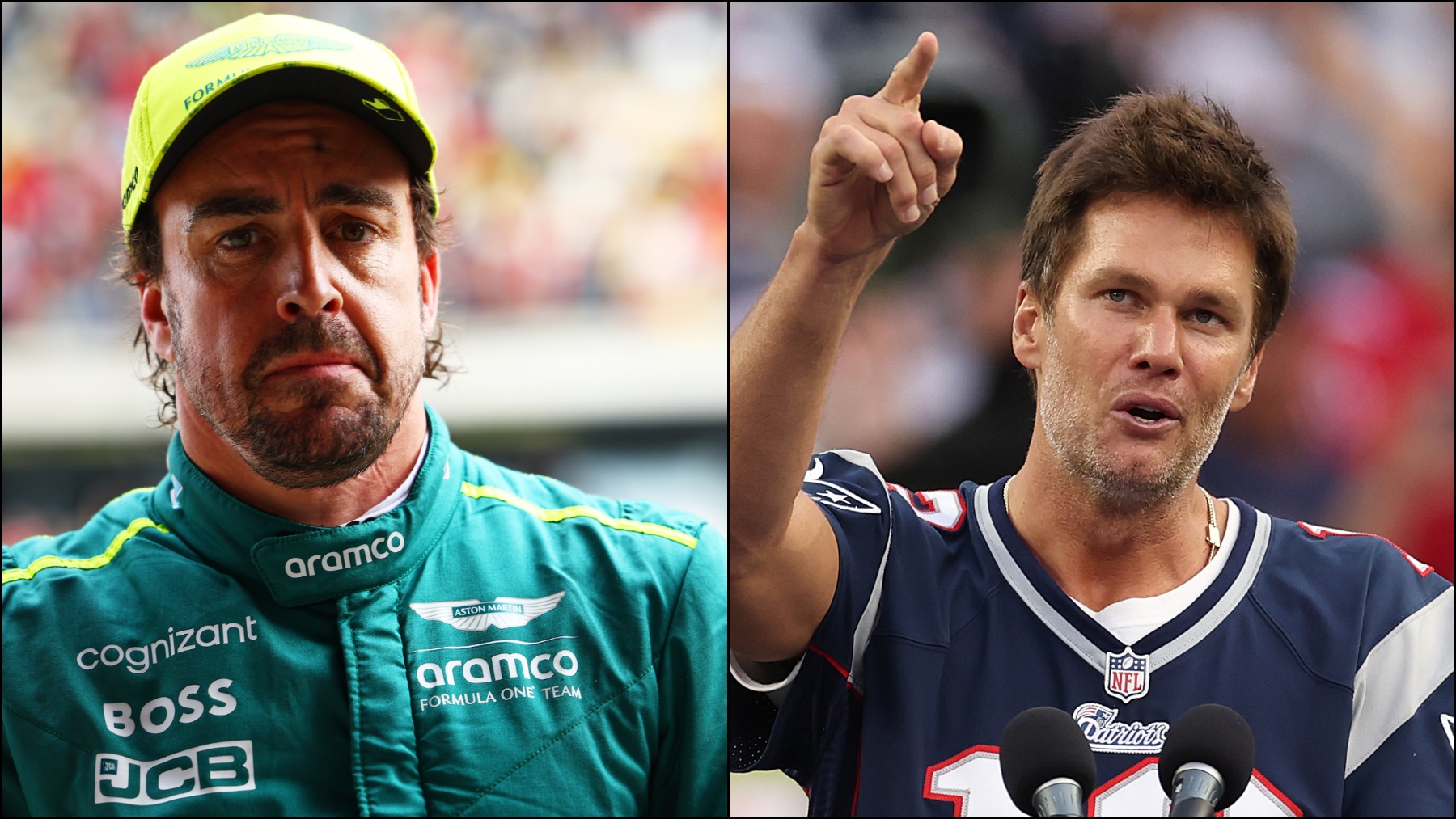 Fernando Alonso y Tom Brady. (Getty)