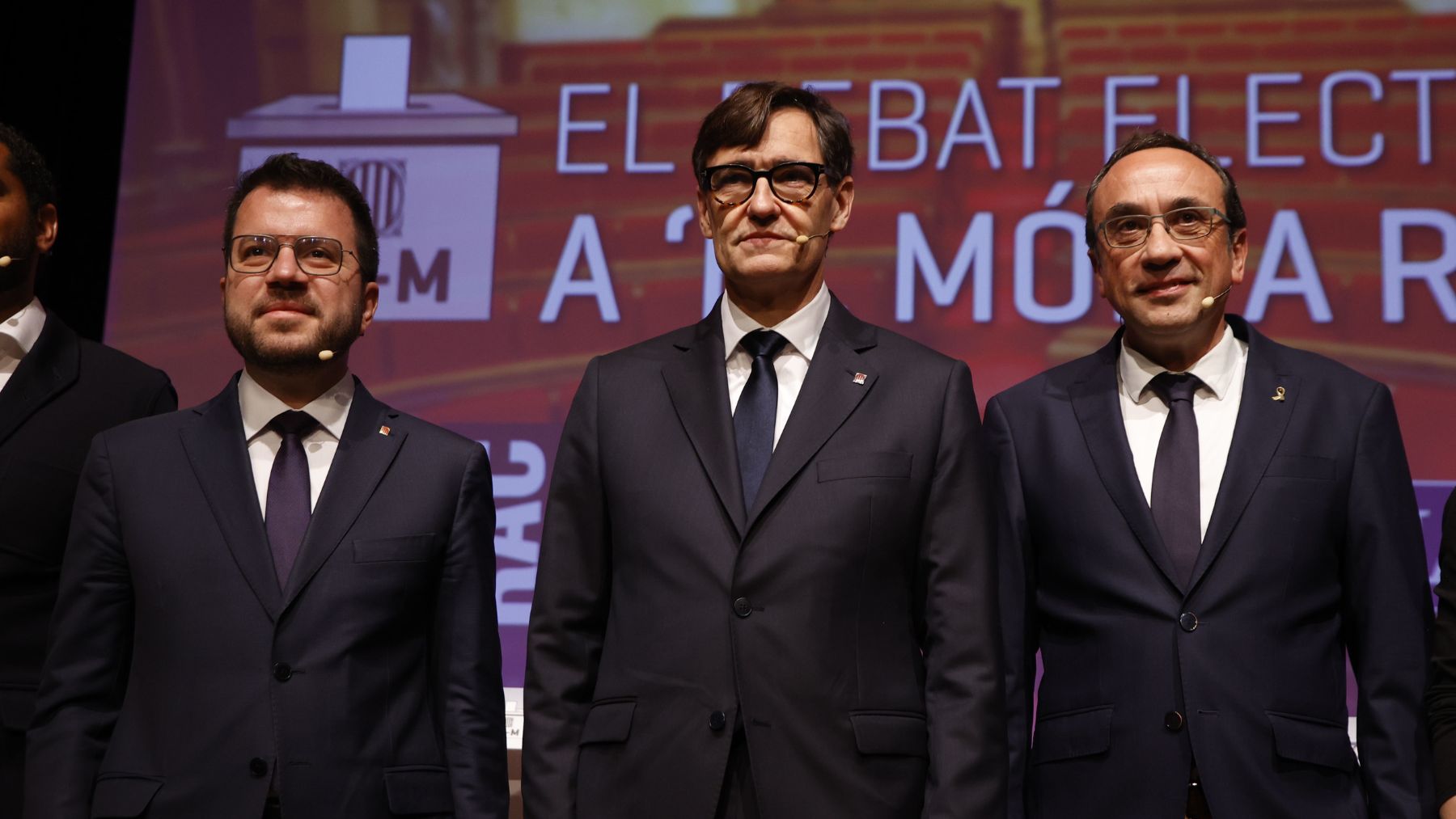 Los candidatos de ERC, PSOE y Junts a las catalanas. (Foto: EP)