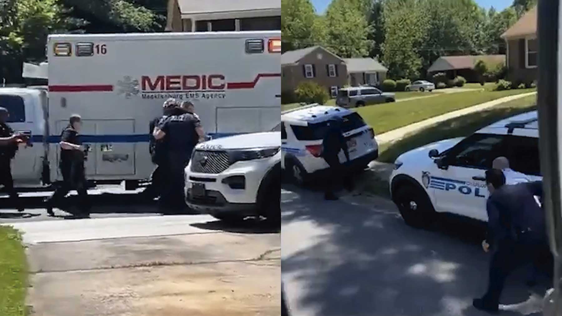 Coches de policía en la escena del tiroteo, Carolina del Norte (EEUU).