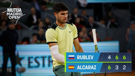 Carlos Alcaraz perdió ante Andrey Rublev en Madrid.